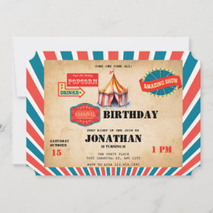 Carnival Kids Birthday Invitations