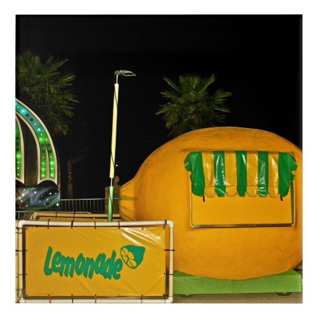 Carnival Lemonade Stand at Night Acrylic Print (Front)