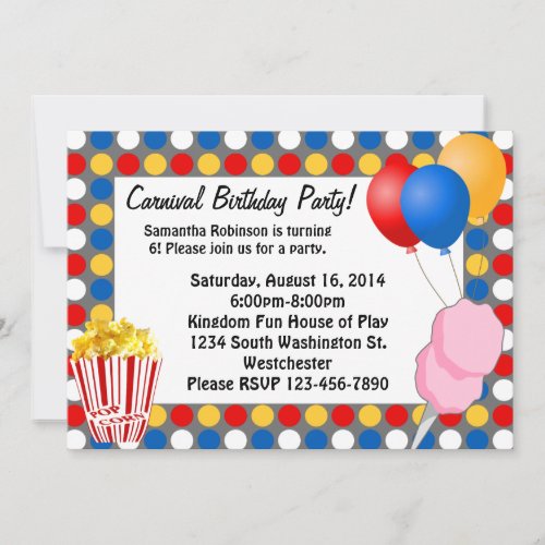 Carnival Lights and Snacks Custom Invitations
