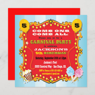 Carnival Marquee Birthday Party Invitations