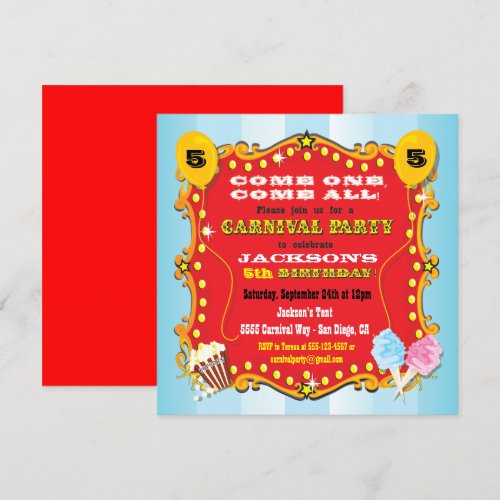 Carnival Marquee Birthday Party Invitations