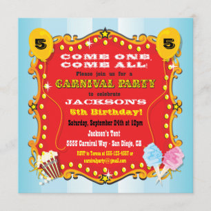 Carnival Marquee Birthday Party Invitations