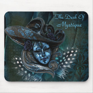 Carnival Mask - Blue Damask Mousepad