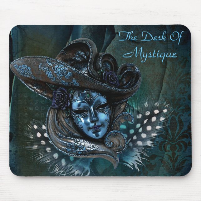 Carnival Mask - Blue Damask Mousepad (Front)