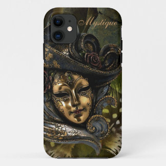 Carnival Mask-Green Damask iPhone 5 case