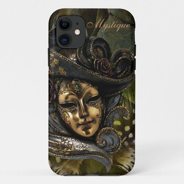 Carnival Mask-Green Damask iPhone 5 case (Back)