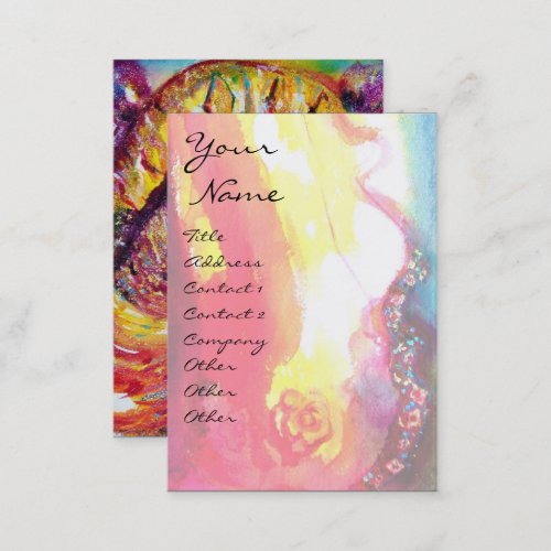 CARNIVAL MASK IN YELLOW WITH RED ROSE BUSINESS CARD