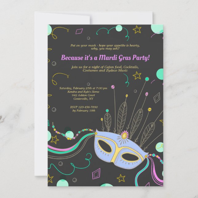 Carnival Mask Invitation (Front)