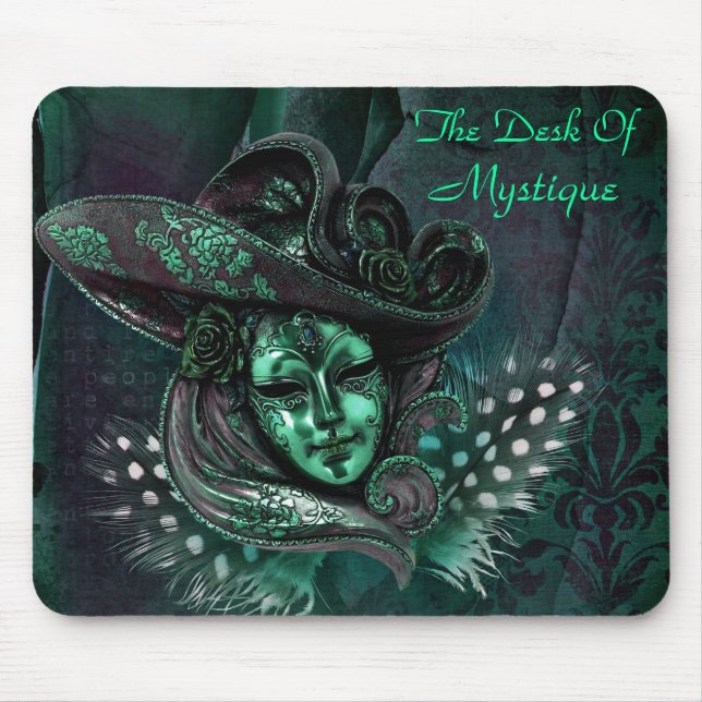 Carnival Mask - Jade Damask Mousepad (Front)