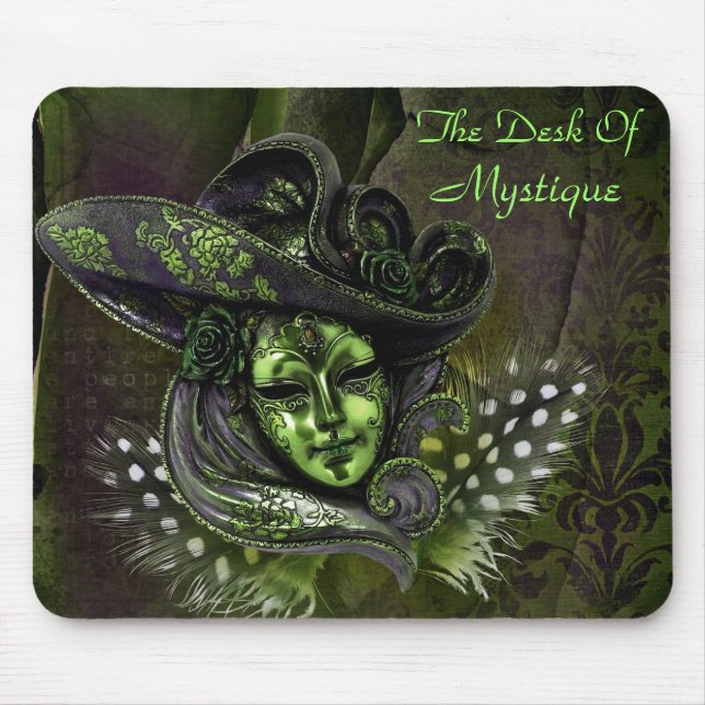 Carnival Mask - Peridot Damask Mousepad (Front)