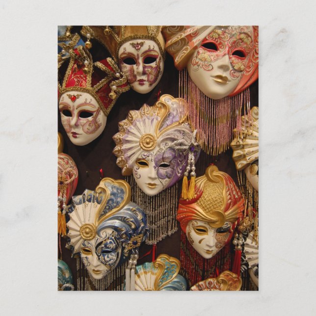 Carnival Masks in Venice Postcard (Front)
