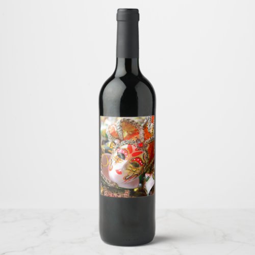 Carnival Masquerade Masks in Venice Italy Wine Label