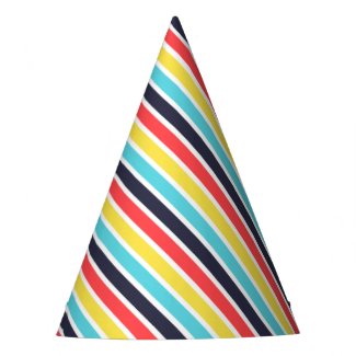 Carnival Multi Color Diagonal Stripe Birthday Party Hat