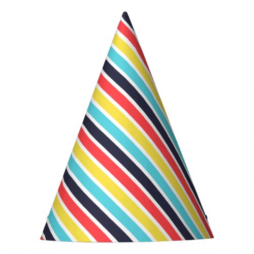 Carnival Multi Color Diagonal Stripe Birthday Party Hat