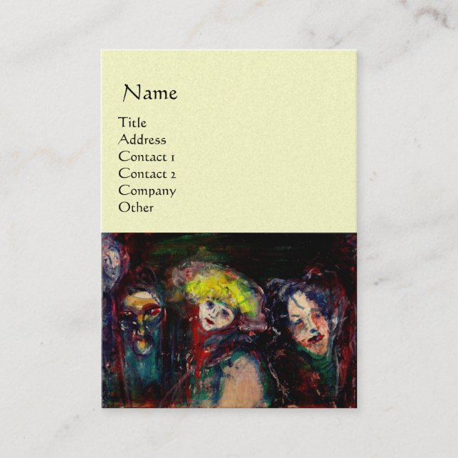 CARNIVAL NIGHT IN VENICE Venetian Masquerade Masks Business Card (Front)