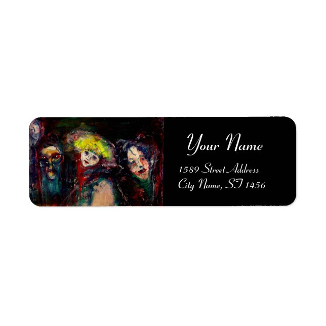 CARNIVAL NIGHT IN VENICE Venetian Masquerade Masks Label (Front)