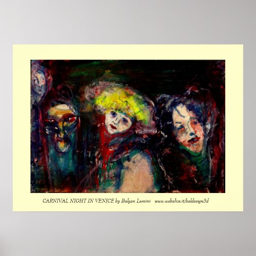 CARNIVAL NIGHT IN VENICE Venetian Masquerade Masks Poster