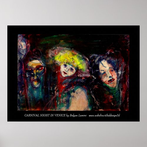 CARNIVAL NIGHT IN VENICE Venetian Masquerade Masks Poster