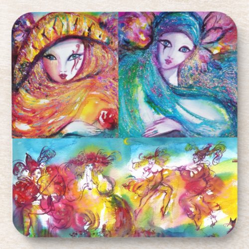 CARNIVAL NIGHT Masquerade Masks Dance and Music Coaster