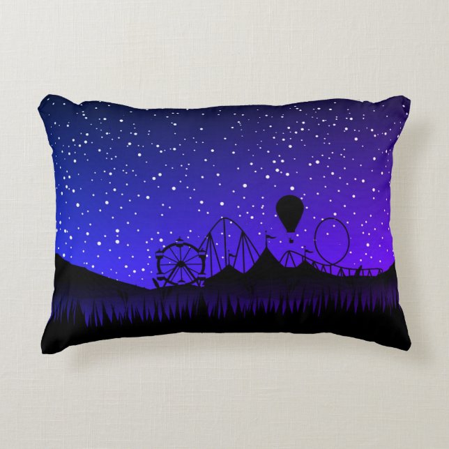 Carnival night summer fair ride black blue accent pillow (Front)