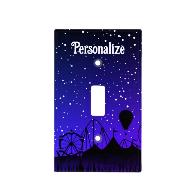 Carnival night summer fair ride black blue light switch cover (Front)