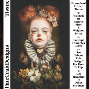 Carnival Noir Circus Cute Clown Girl CN3 Decoupage Tissue Paper