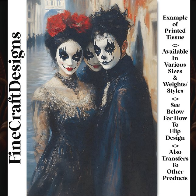 Carnival Noir Victorian Mime Actors BJ7 Decoupage Tissue Paper (Creator Uploaded)