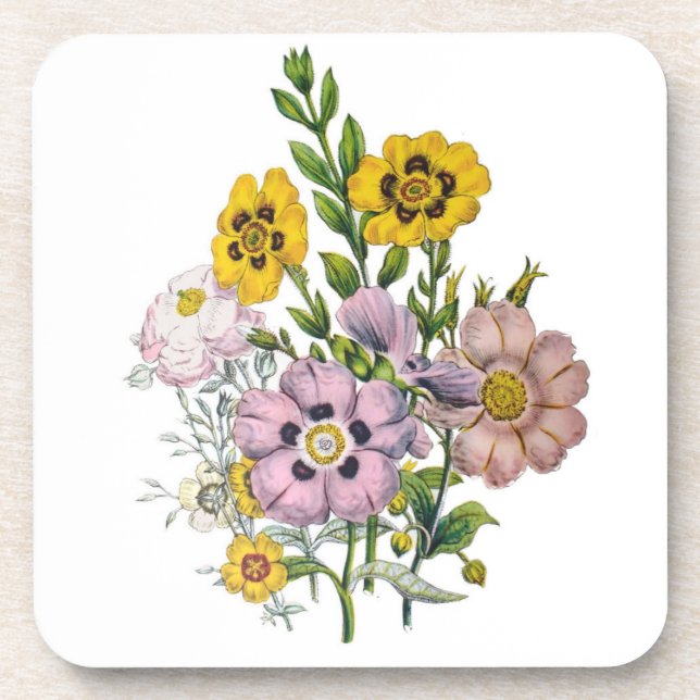 Carnival of flowers beverage coaster (Front)