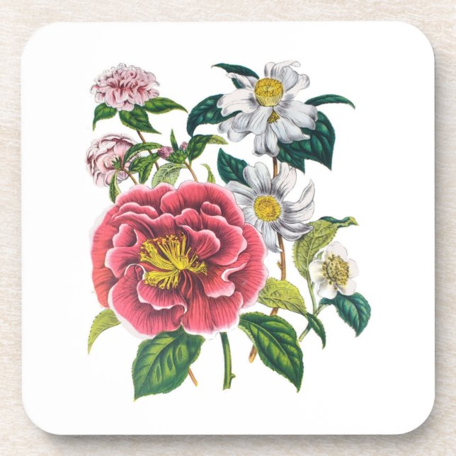 Carnival of flowers beverage coaster (Front)