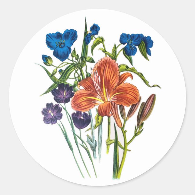 Carnival of flowers classic round sticker (Front)