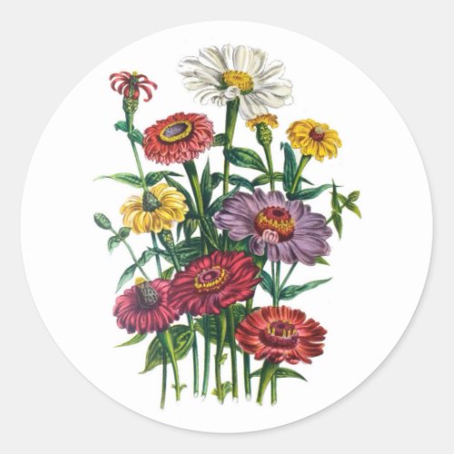 Carnival of flowers classic round sticker