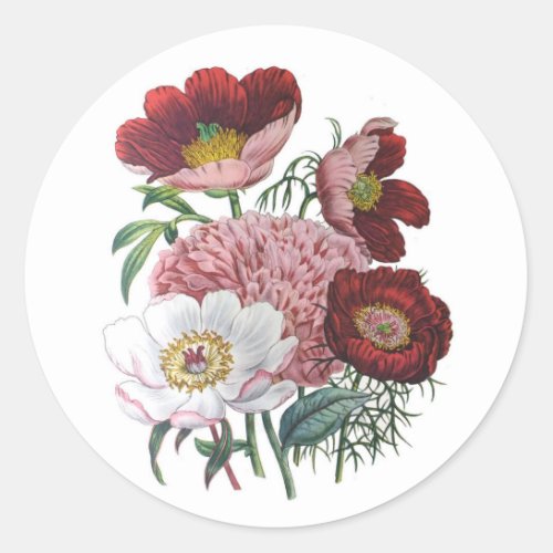 Carnival of flowers classic round sticker