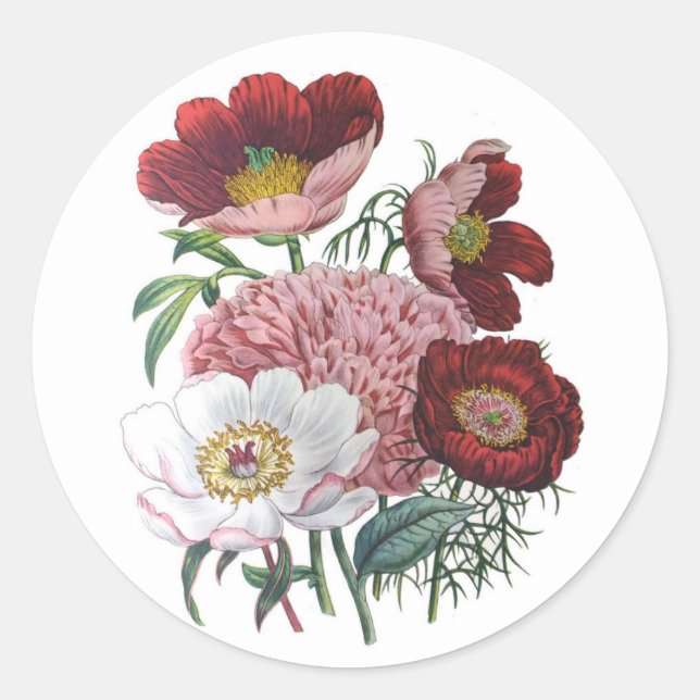 Carnival of flowers classic round sticker (Front)