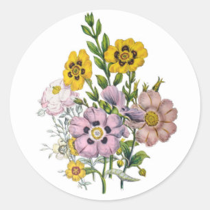 Carnival of flowers classic round sticker