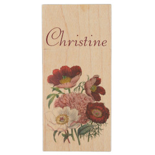 Carnival of flowers wood flash drive