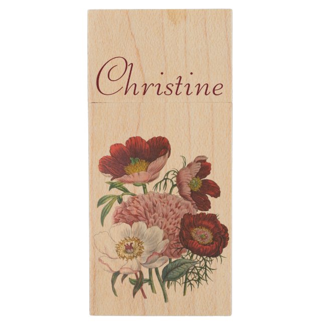 Carnival of flowers wood flash drive (Front Vertical)