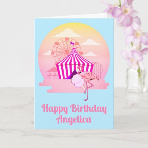 Carnival of Fun Flamingo Birthday Party Card