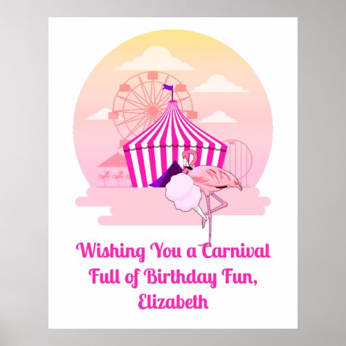 Carnival of Fun Flamingo Birthday Party Poster