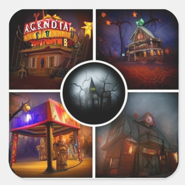 Carnival of Shadows: Enter the Twisted Funhouses  Square Sticker (Creator Uploaded)