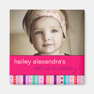 Carnival of Stripes Birthday Photo Magnet