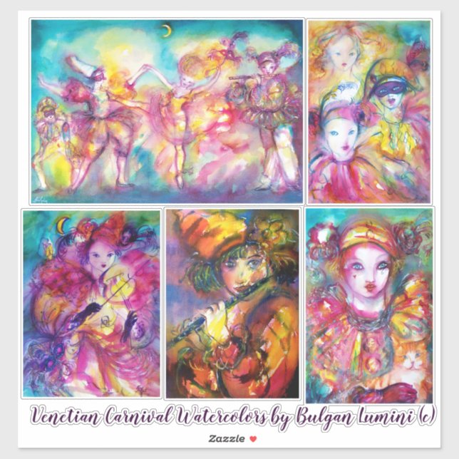 CARNIVAL OF VENICE Mardi Gras Masquerade Masks Sticker (Sheet)