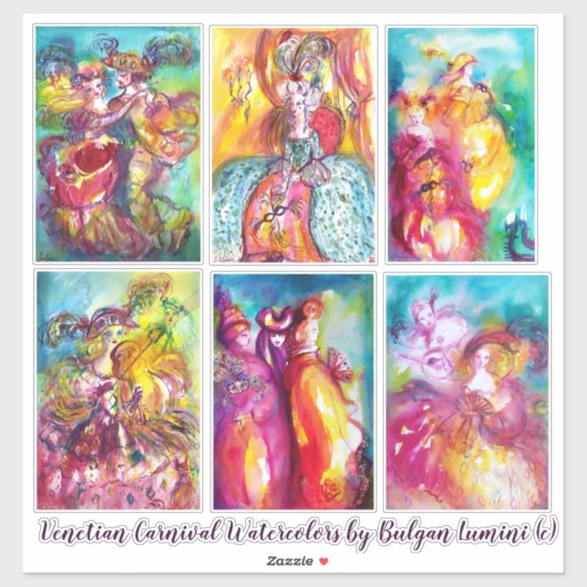 CARNIVAL OF VENICE Mardi Gras Masquerade Masks Sticker (Sheet)