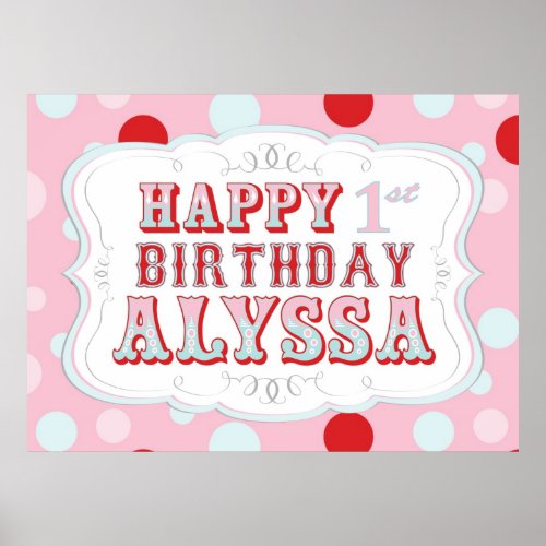 Carnival or Circus Birthday Banner for Alyssa Poster