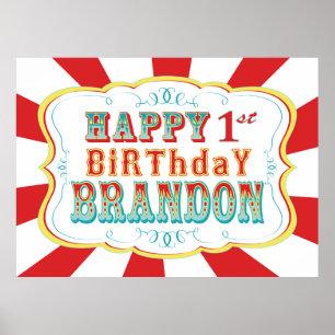 Carnival or Circus Birthday Banner for Brandon Poster