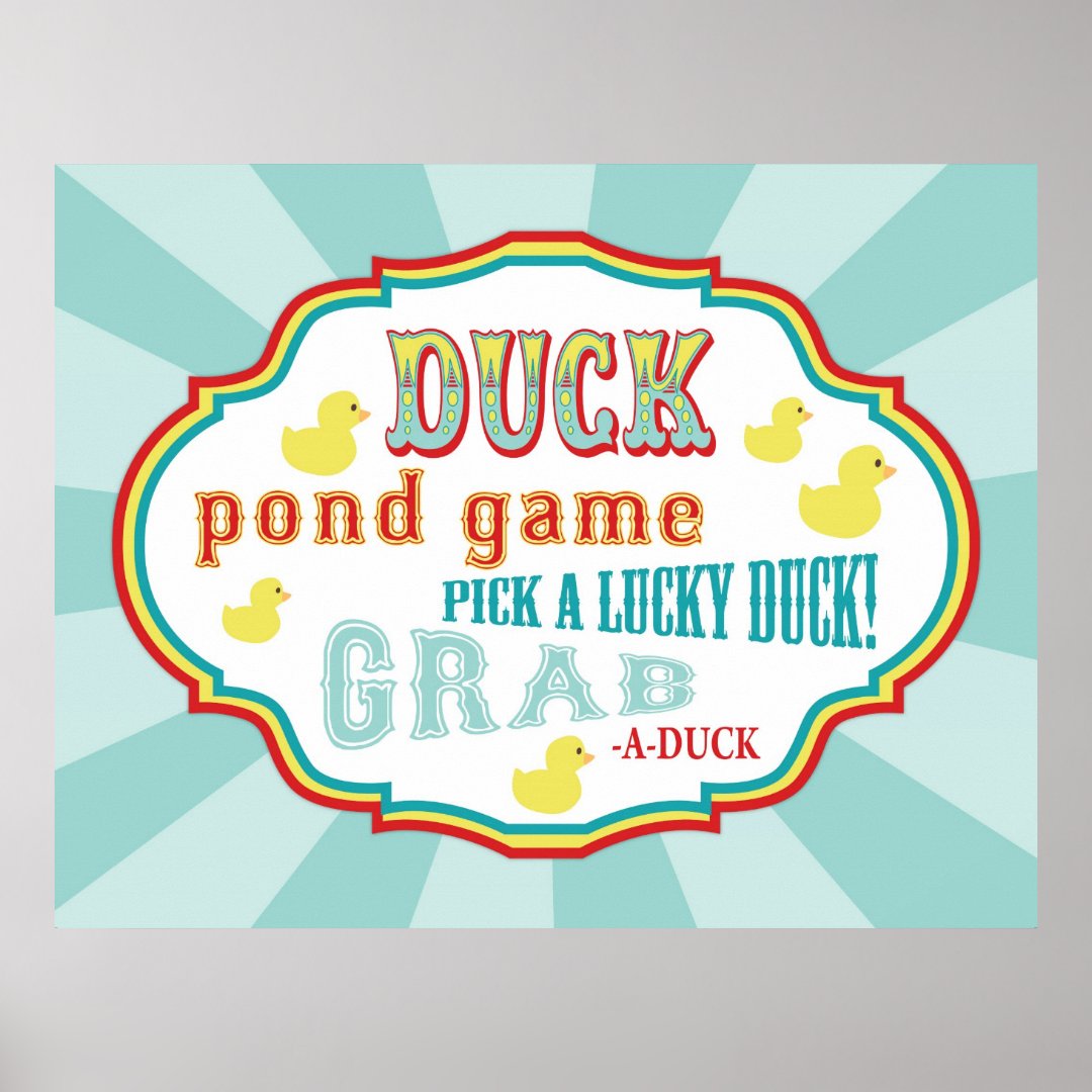 Carnival or Circus Duck Pond Game Sign Zazzle