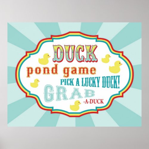 Carnival or Circus Duck Pond Game Sign