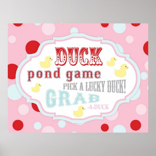 Carnival or Circus Duck Pond Game Sign