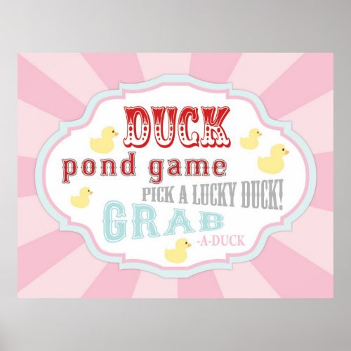 Carnival or Circus Duck Pond Game Sign