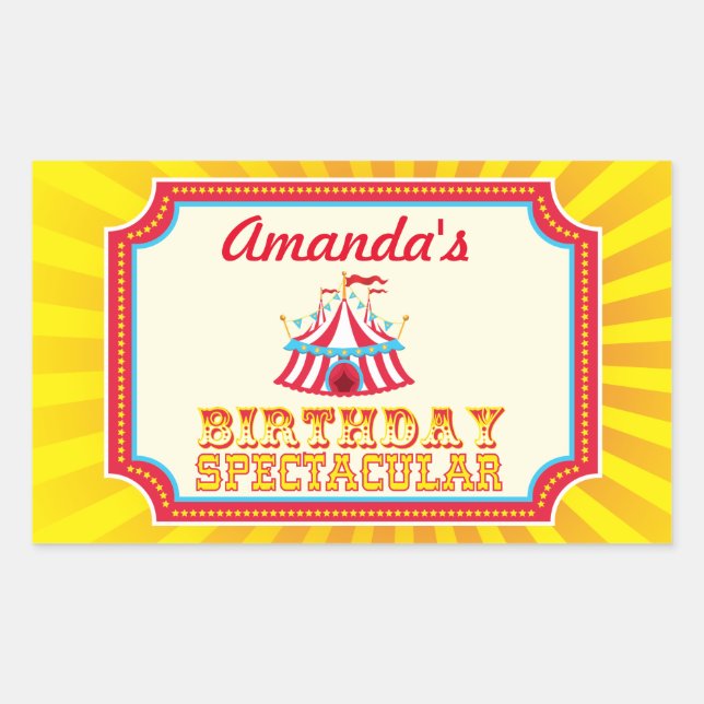 Carnival or Circus stickers with custom text (Front)