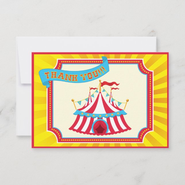 Carnival or Circus Thank You Cards. Card (Front)